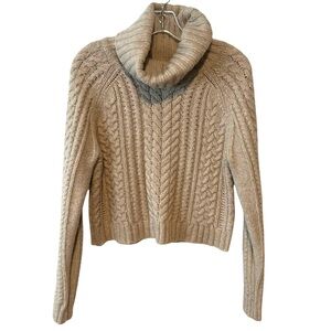 Alice + Olivia Women's Cream Wool Blend Turtleneck Cable Knit‎ Sweater in Size S